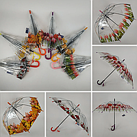 Прозрачный зонт-трость с изображением цветов, полуавтомат от фирмы Feeling rain, 211