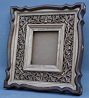 Фігурний кіот для ікони з різьбленою дерев'яною рамою, фото 8