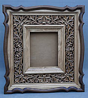 Фігурний кіот для ікони з різьбленою дерев'яною рамою, фото 2