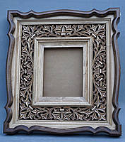 Фігурний кіот для ікони з різьбленою дерев'яною рамою, фото 3