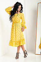 Желтое женское легкое платье 44-52рр.