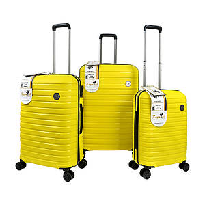 Якісна пластикова валіза з поліпропілену маленька жовта