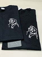 Парные футболки для парня и девушки, черного цвета "Лев - Львица".