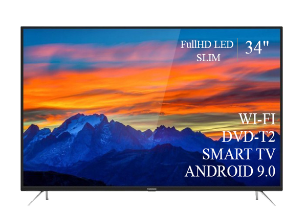 Сучасний Телевізор THOMSON 34" Smart-TV FullHD T2 USB Гарантія 1 РІК! Android 9.0