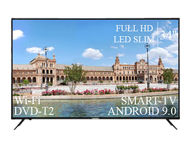 Сучасний Телевізор Liberton 34" Smart-TV+Full HD DVB-T2+USB Android 9.0