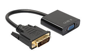 Конвертер відеосигналу DVI-D (24+1) M — VGA 15 pin F HDTV 1080p чорний (34118)