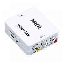 Конвертер HDMI на RCA (AV) CVBS адаптер видео с аудио 1080P HDV-610 AV-001 (4273) White alleg Качество