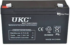 Свинцово-кислотный аккумулятор батарея UKC WST-10 6V 10A (2709)