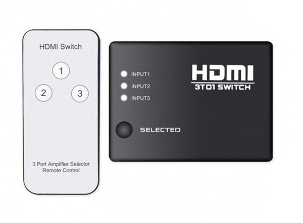 HDMI-переключатель Dellta SY-301 на 3 портов HDMI switch с пультом ДУ (3656) - фото 4 - id-p1360657381