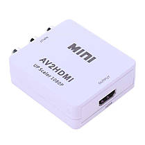 Конвертер RCA (AV) CVBS на HDMI адаптер відео, з аудіо 1080P (5028), фото 3