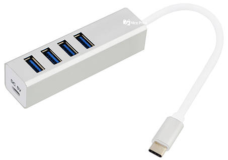 Хаб (концентратор) Dellta USB TYPE C на 4 USB Silver (3486), фото 1