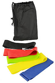 Гумка для фітнесу та спорту Loop Band (еластична стрічка, стрічковий еспандер) 5 шт + Чохол (7195)