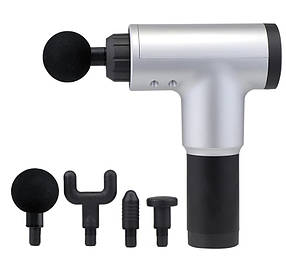 Акумуляторний портативний ручний масажер для тіла Fascial Gun HF-280 Silver (WJ4) (14018)
