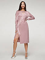Плаття жіноче трикотажне рожеве з воланами з сітки Modna KAZKA MKSH2357-1