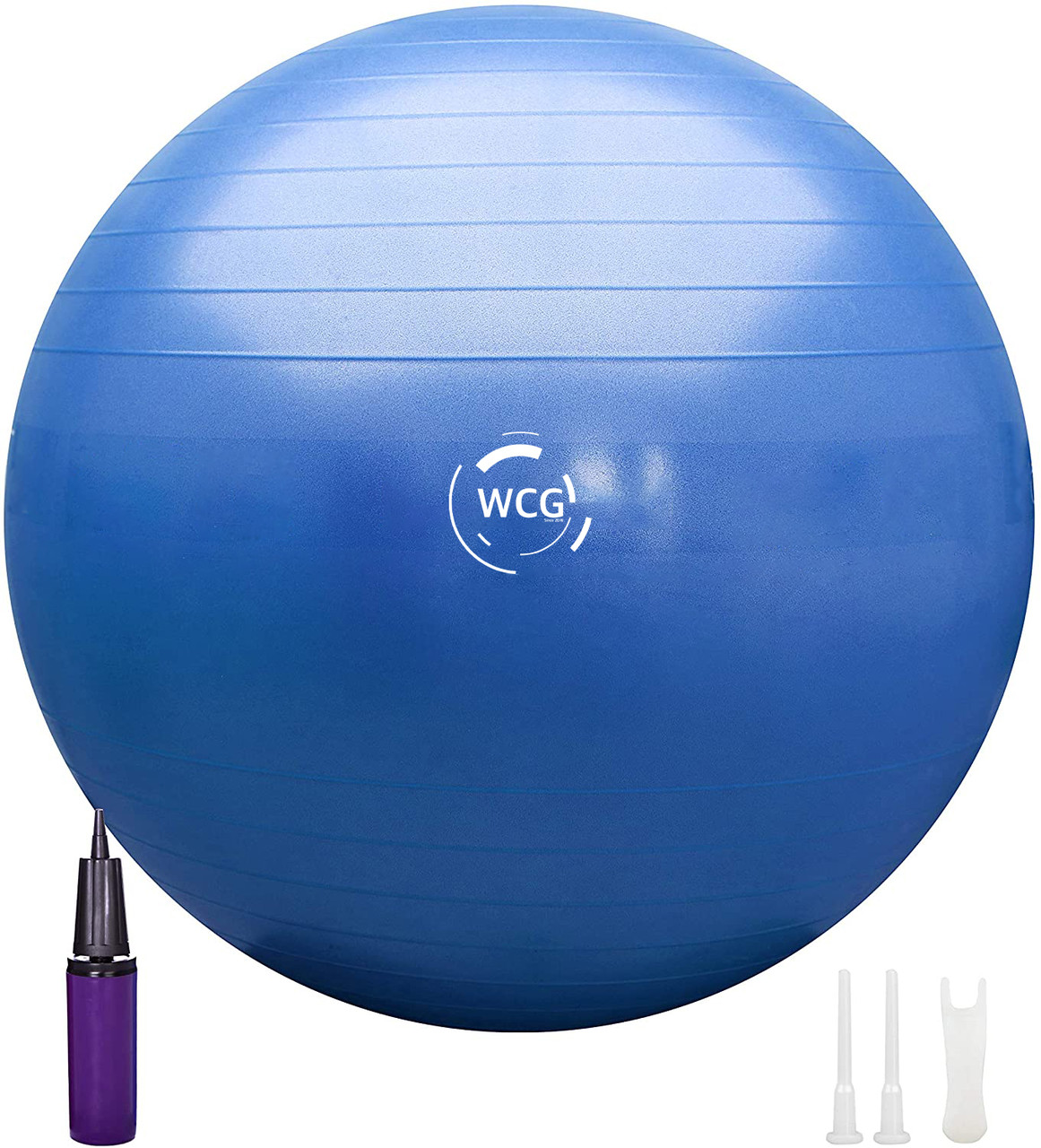 М'яч для фітнесу (фітбол) WCG 65 Anti-Burst 300кг Голубий + насос