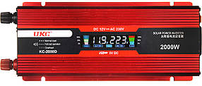 Перетворювач UKC авто інвертор 12V-220V 2000 W LCD KC-2000D + USB Red (3739)