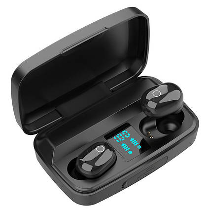 Навушники бездротові UnduranceRun J16 із зарядним боксом, LCD і Power Bank Black (6882), фото 1
