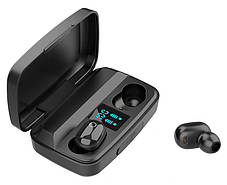 Навушники бездротові UnduranceRun J16 із зарядним боксом, LCD і Power Bank Black (6882), фото 4