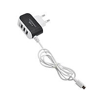 Блок живлення на 3 USB 2.1 A з кабелем micro USB (випадковий колір) (3310), фото 3