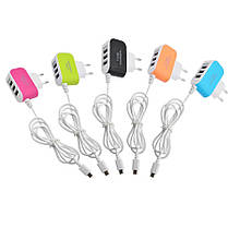Блок живлення на 3 USB 2.1 A з кабелем micro USB (випадковий колір) (3310), фото 5
