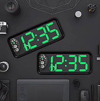 Дзеркальні LED годинник з будильником і термометром DT-6508 Black (зелена підсвітка) (7143), фото 2