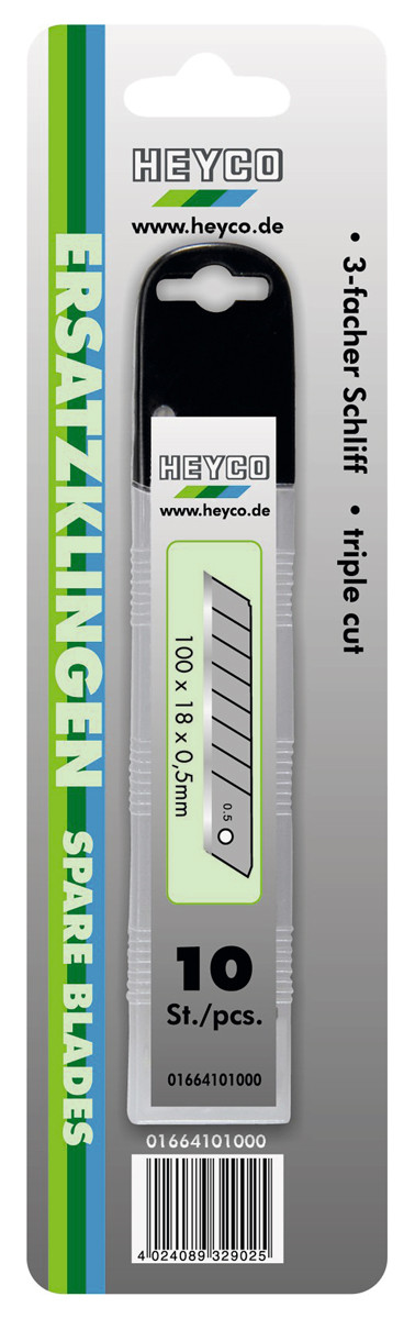 Змінні леза для ножа PROFI 18 мм (10 шт.) HEYCO (Німеччина), фото 1