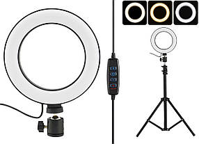 Кільцева LED лампа діаметром 16 см з пультом Black (7325)