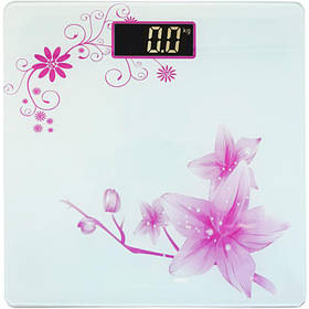 Ваги підлогові скляні (квадратні) на 180 кг Domotec MS-1604 White (Flower) (3272)