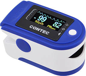 Пульсометр оксиметр на палець (пульсоксиметр) CONTEC CMS50D TFT Blue