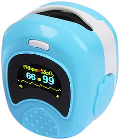 Дитячий акумуляторний пульсометр оксиметр на палець (пульсоксиметр) CONTEC CMS50QB LCD Blue