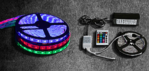 RGB Гнучка-світлодіодна Led стрічка 5050 (Адаптер + Контролер + Пульт) 5 метрів