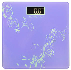 Ваги підлогові скляні (квадратні) на 180 кг Domotec MS-1604 Purple (3272)
