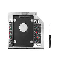 Карман для установки второго жесткого диска HDD SATA в отсек DVD 9.5 мм SATA (optibay caddy) (5395), фото 3