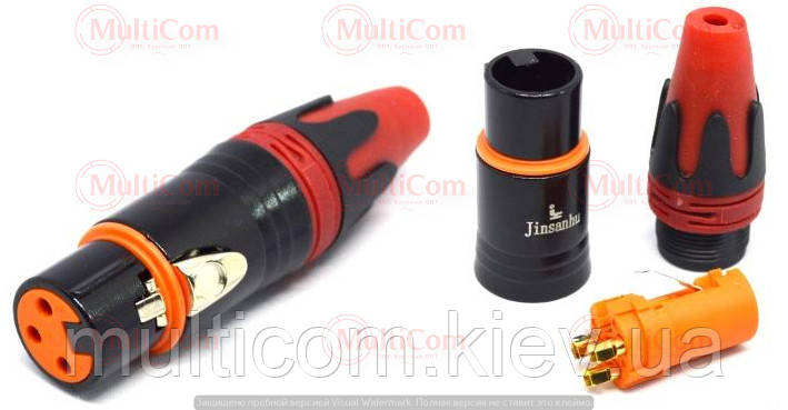 01-03-070. Гніздо CANON (XLR) 3pin під кабель, корпус метал, gold pin, SoundProf Line, чорне