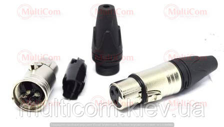 01-03-068. Гніздо CANON (XLR) 3pin під кабель, корпус метал, SoundProf Line, сріблясте