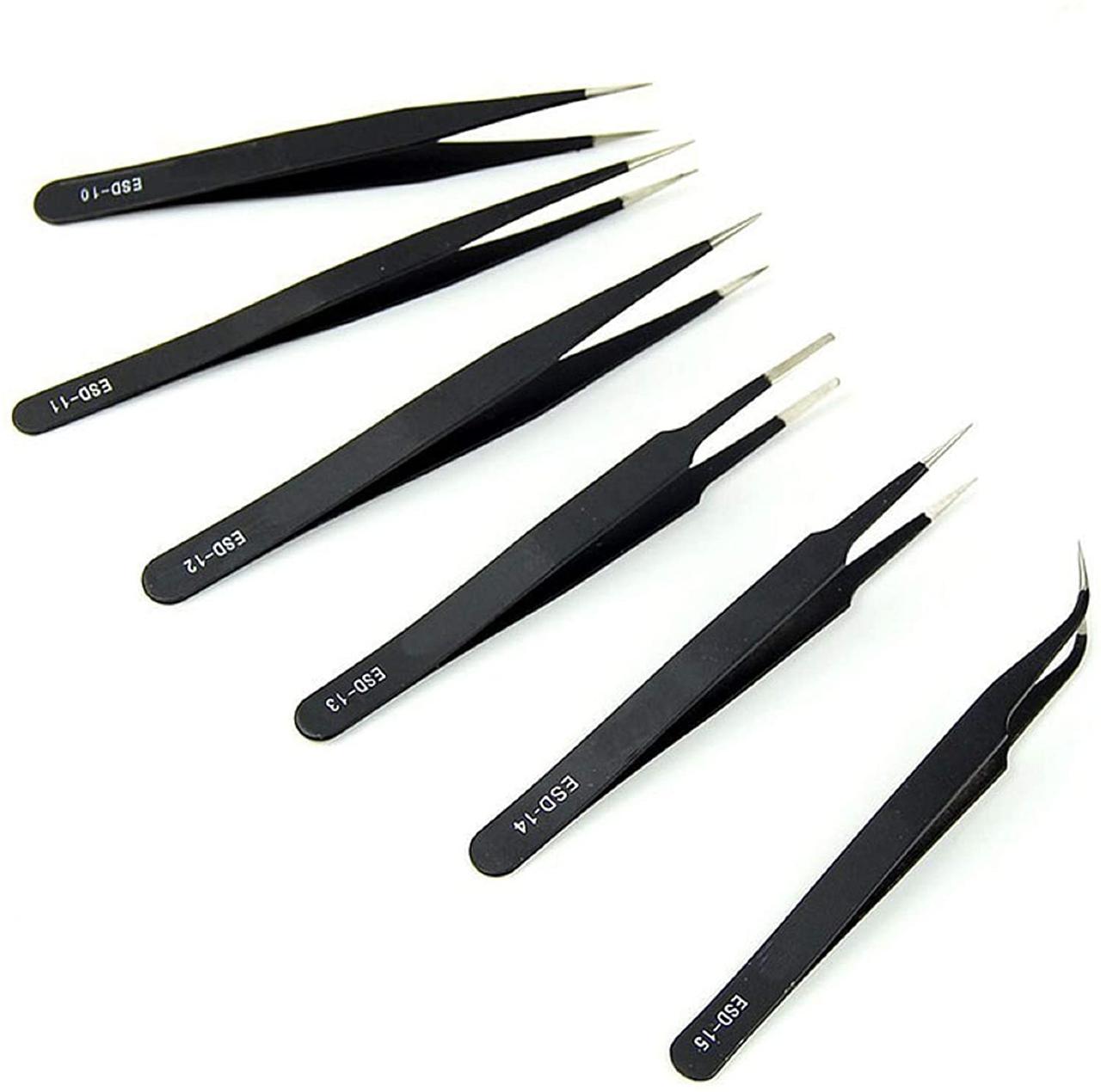 Набір з 6 антистатичних антимагнітного пінцетів esd 10 11 12 14 15, фото 1