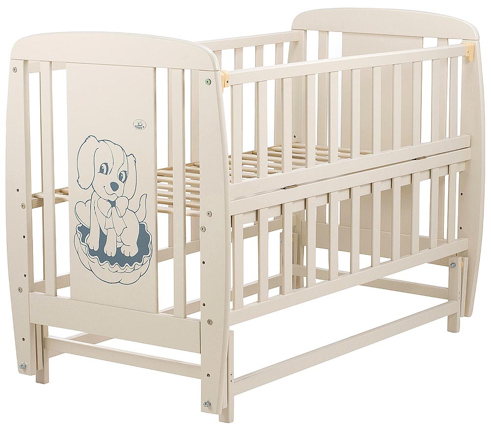 Кровать Babyroom Собачка DSMO-02 маятник, откидной бок бук слоновая кость