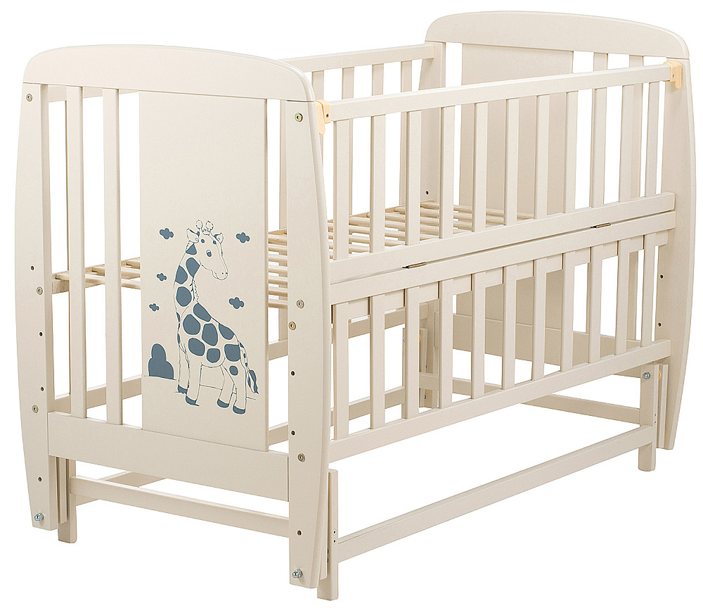 Кровать Babyroom Жирафик DJMO-02 маятник, откидной бок бук слоновая кость