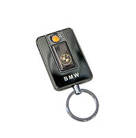 USB зажигалка брелок BMW (Art - 811) Среблястая, спиральная электро зажигалка от аккумулятора (NS)