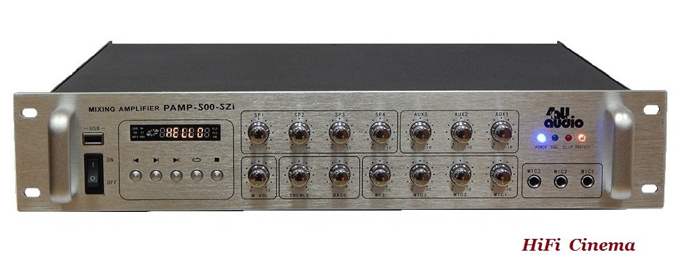 4All Audio PAMP-500-5Zi-BT трансляційний підсилювач-мікшер 500Вт 100В USB MP3 Bluetooth 5-зон