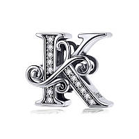 Шарм "Літера K в вінтажному стилі" BSC030 срібло 925 проба