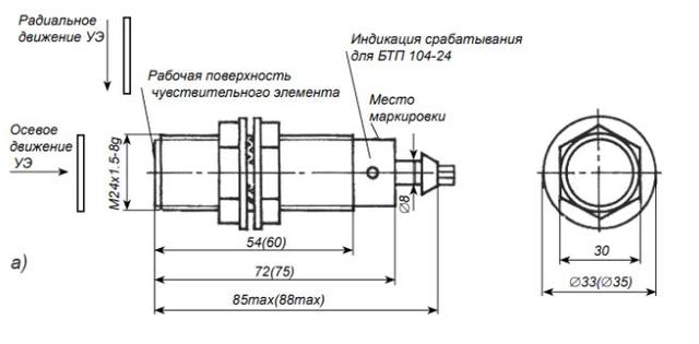 торцевой датчик БТП-103-24