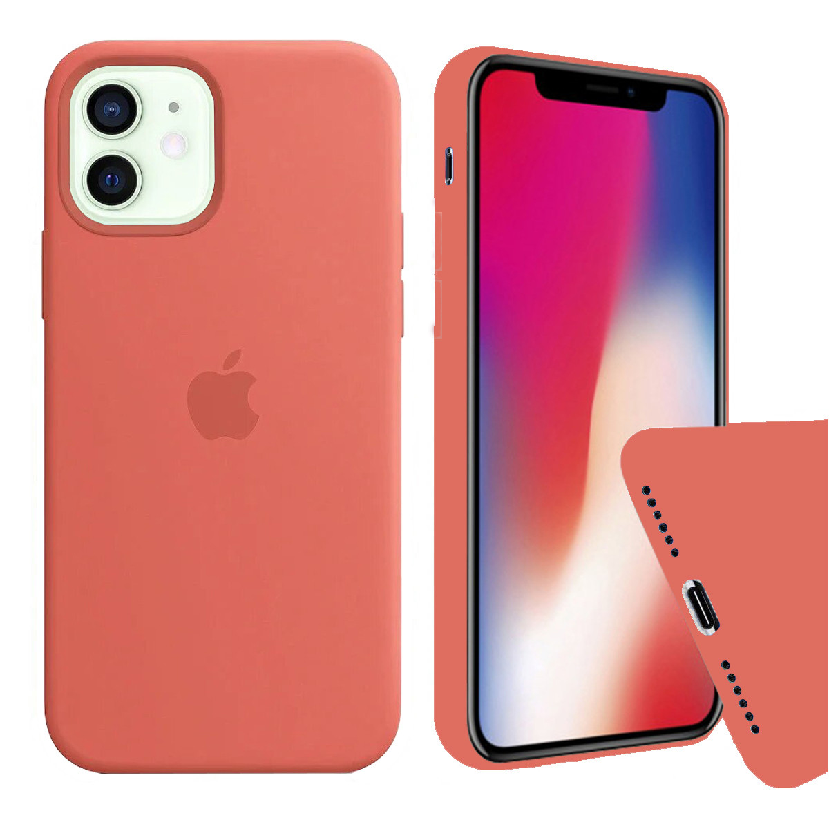 Чохол Silicone FULL case для IPhone 12 Mini Camelia світло-червоний