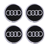 Наклейка на ковпаки Audi (60мм) чорна (4шт)