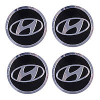 Наклейка на ковпаки Hyundai (90 мм) чорна (4 шт.)