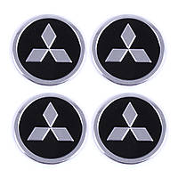 Наклейка на ковпаки Mitsubishi (60мм) чорна (4шт)