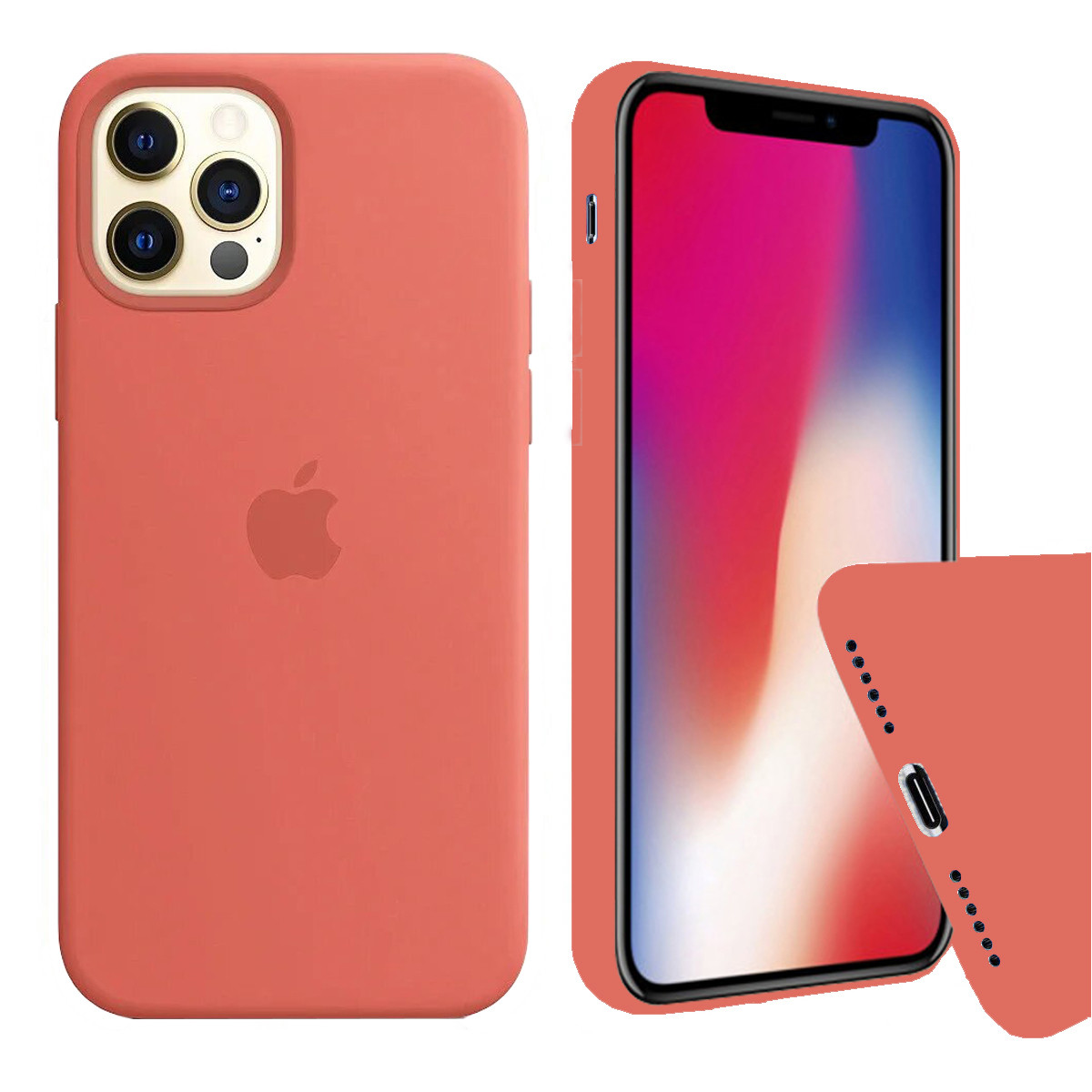 Чохол Silicone FULL case для IPhone 12 Pro Camelia світло-червоний