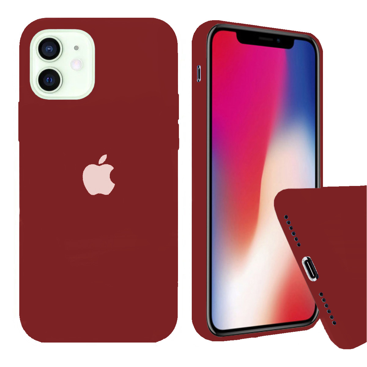 Чохол Silicone FULL case для IPhone 12 Product red темно-червоний