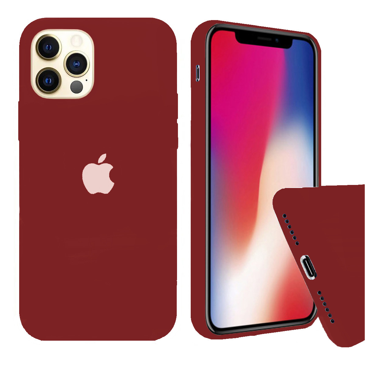 Чохол Silicone FULL case для IPhone 12 Pro Product red темно-червоний
