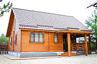 Деревянный дом из термобруса с верандой 74,1 м2. от производителя Thermo Wooden House 003